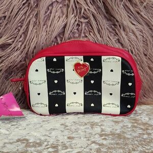 Betsey Johnson New Red and Black Heart Cosmetic Bag